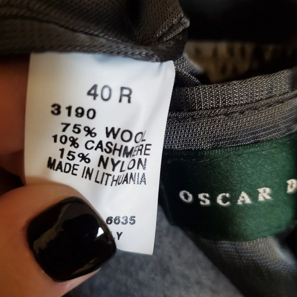 OSCAR DE LA RENTA CASHMERE WOOL BLEND. SPORTS COAT GRAY 40R